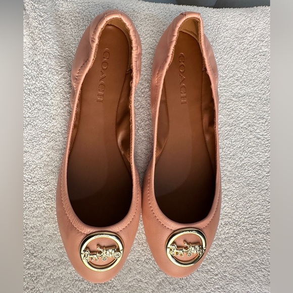 Coach Bailey Leather Flats Pink Ballet Shoes size 8.5 B New Never Used - Picture 1 of 9